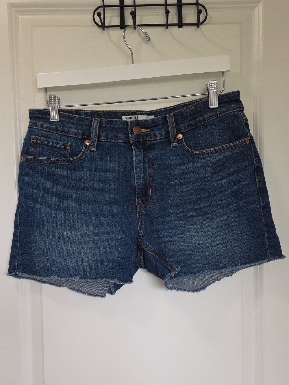 Signature by Levi Strauss Dark Blue Denim Cutoff Shorts